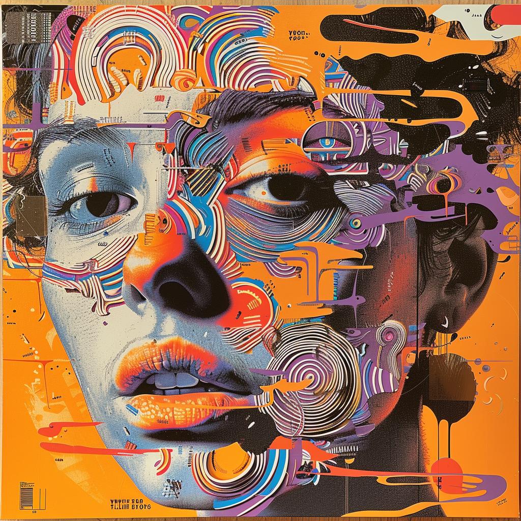 surreal  album  cover  woman  colorful  swirls  face  hyper-realistic  screenprinting  creative 960367