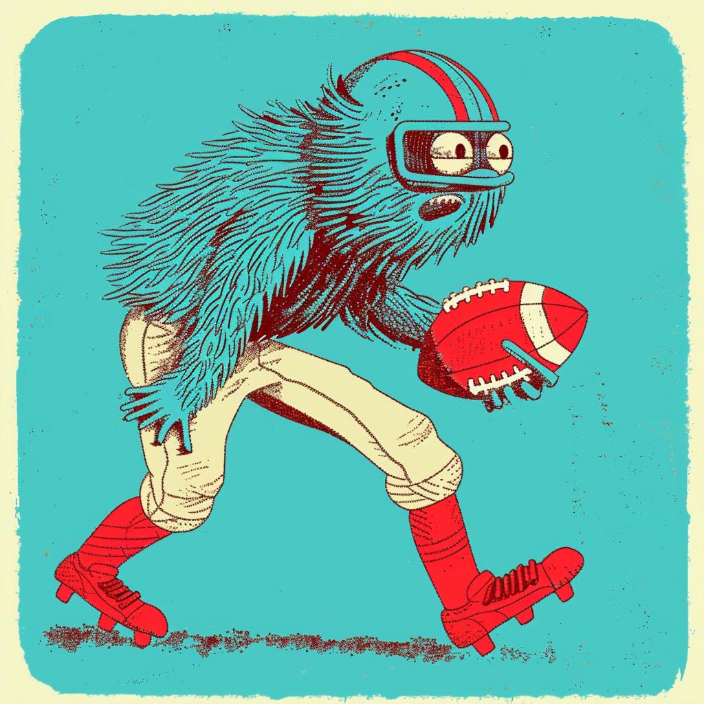 football  monster  running  cartoon  character  helmet  uniform  leather  play  action 940371