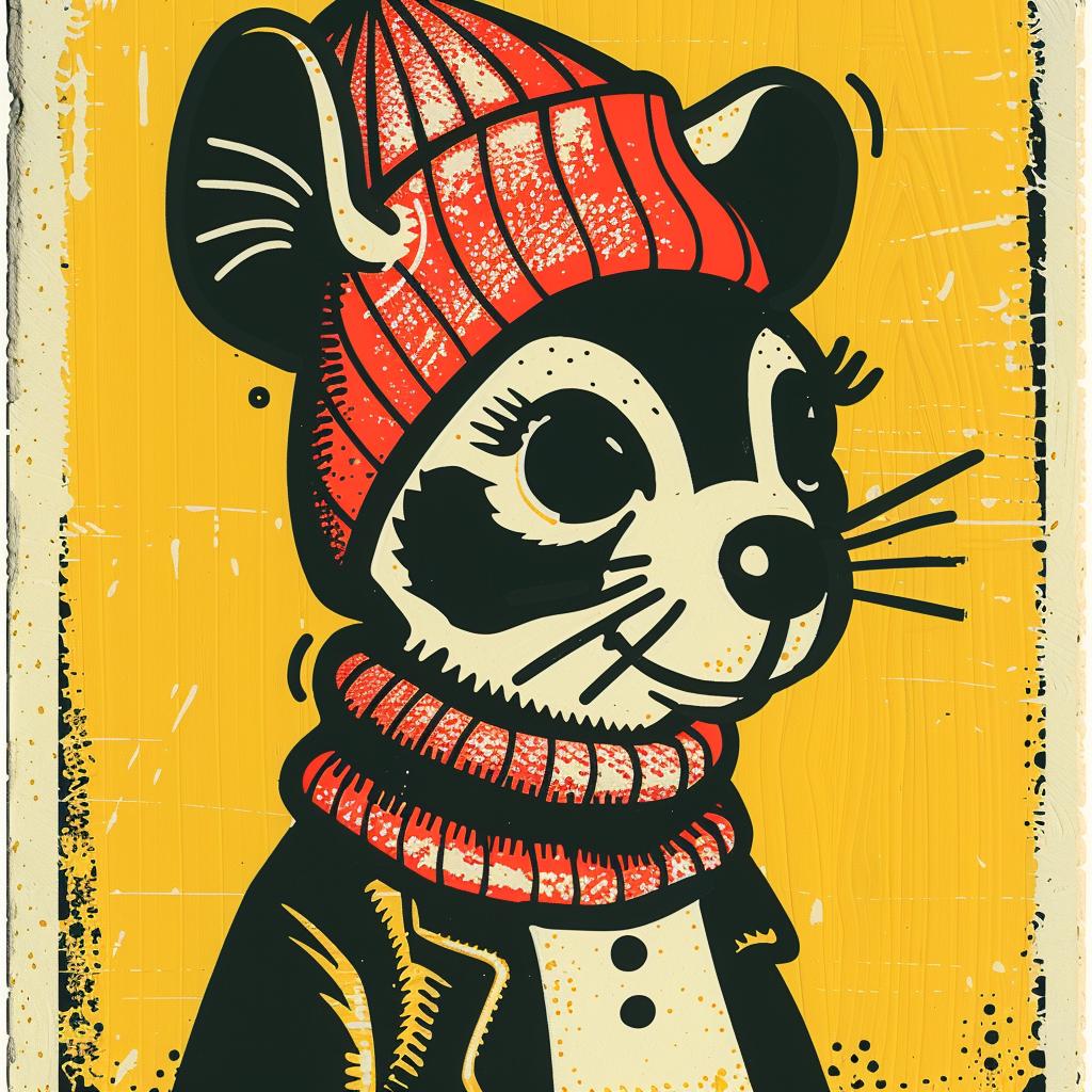 mouse  anthropomorphic  aggressive  streetwise  hat  scarf  minimal  culture  urban  illustration 957436