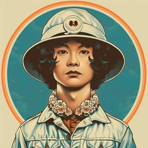 surreal  album  cover  male  model  Risograph  Symbolist  screenprinting  hyper-realistic  creative 1077555