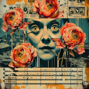 woman  roses  music  chromolithography  artwork  expression  floral  face  colorful  illustration 1057708