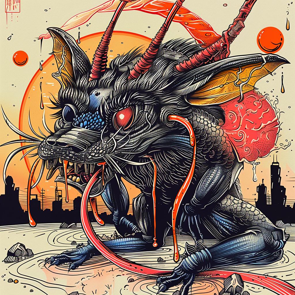 dragon  black  red  horns  eyes  fantasy  vibrant  illustration  mythical  aggressive 948708