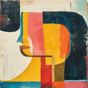 surreal  blockprint  portrait  woman  hat  face  colorful  unique  artistic  expression 1062844