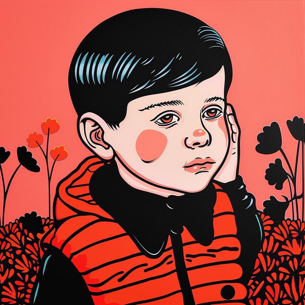 painting  boy  red  vest  black  shoes  colorful  art  illustration  whimsical 1024846