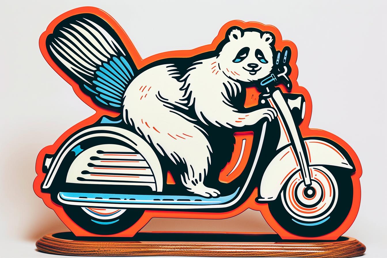 panda  scooter  funny  motorcycle  sign  cartoon  animal  riding  Troy  Brooks 938745