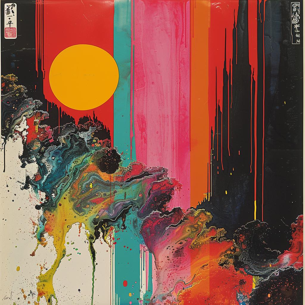 surreal  album  trompe-lœil  Tsukioka  Yoshitoshi  Risograph  symbolist  screenprinting  Asian  rainbow 1026735