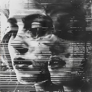 lithograph  black  white  women  portrait  lines  feedback  analog  video  glitch 1038999