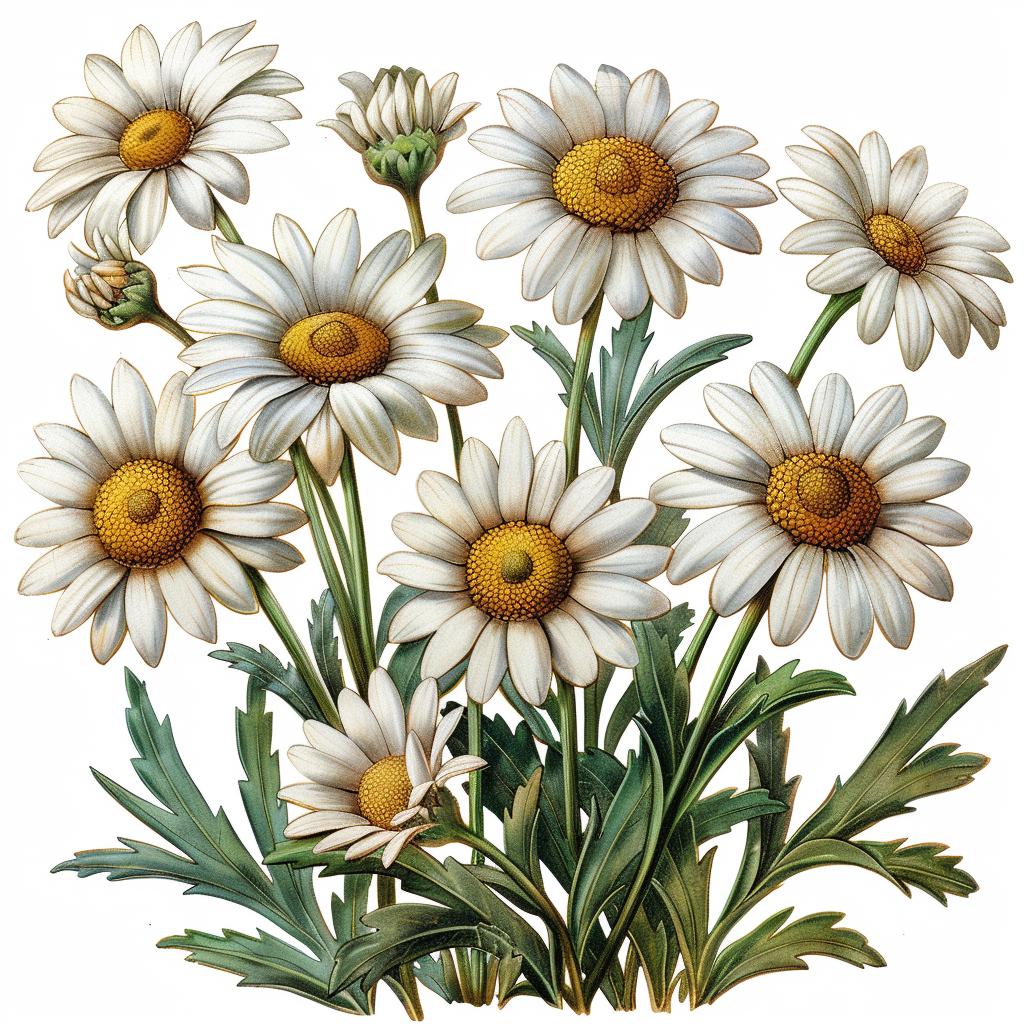 illustration  daisies  white  background  nature  floral  botanical  minimalist  artwork  Codex 971511