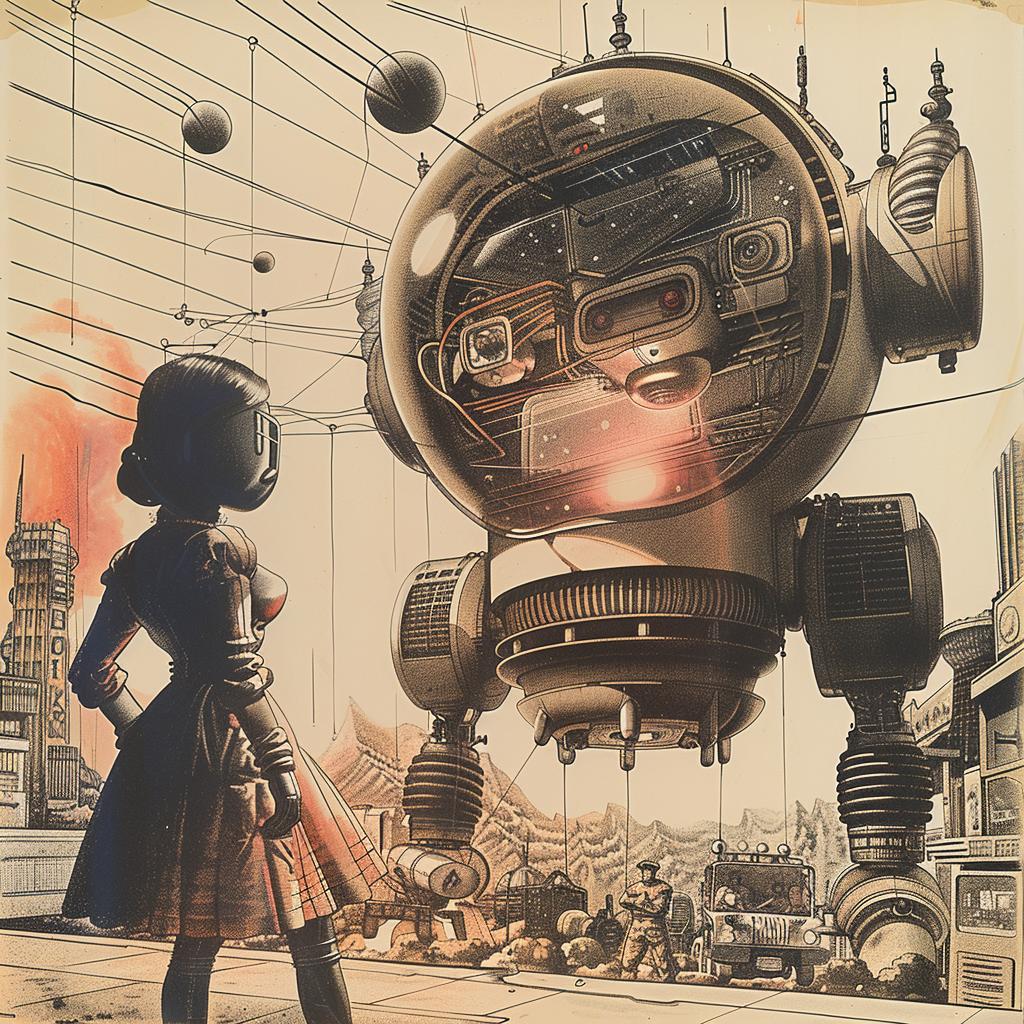 german  sci-fi  painting  woman  robot  city  interaction  futuristic  modern  technology 1036202