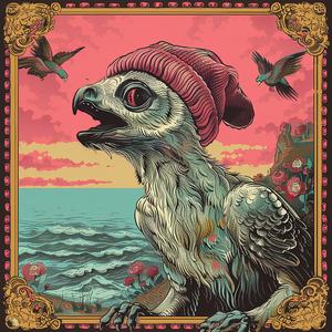 owl  hat  chromolithography  sitting  rock  illustration  whimsical  colorful  character  art 1051282