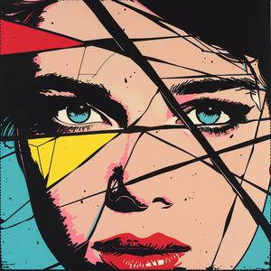 album  cover  pop  art  woman  blue  eyes  shattered  creative  chaos 1078208