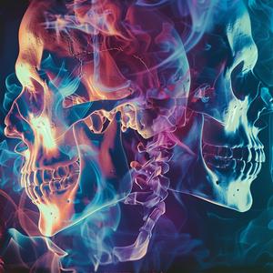 skulls  smoke  canvas  print  fire  flames  dark  macabre  artwork  chromolithography 1054405