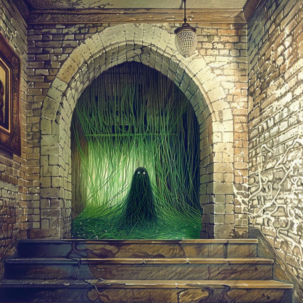 horror  monster  green  ghost  doorway  painting  artwork  spooky  eerie  impression 948159