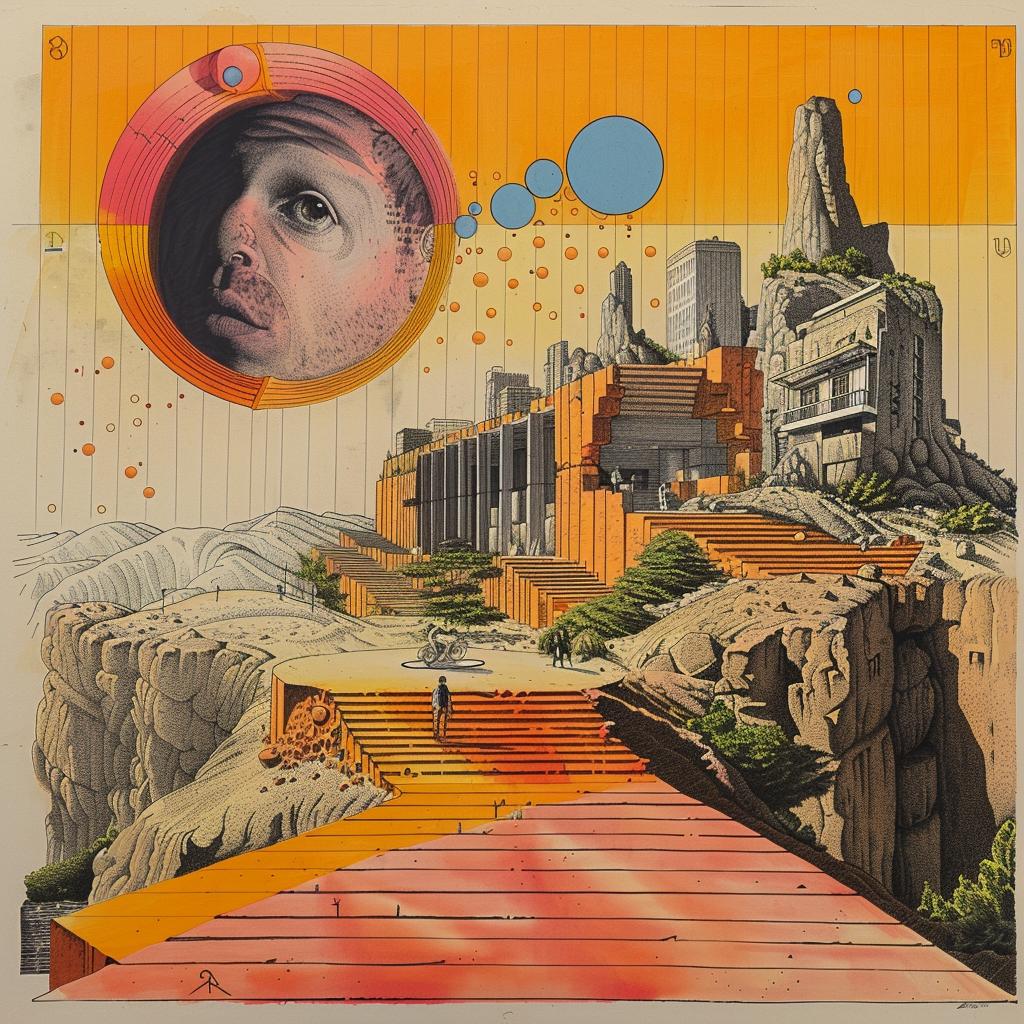 futuristic  isometric  line  drawing  architecture  muted  colors  digital  collage  intricate 1035475