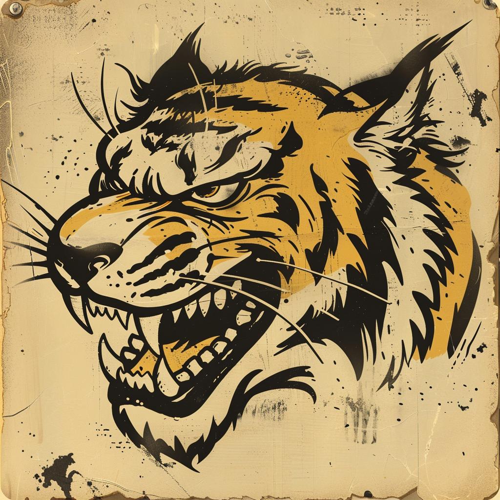 tiger  head  grunge  background  collar  mythical  McFarlane  dark  illustration  intimidating 927818