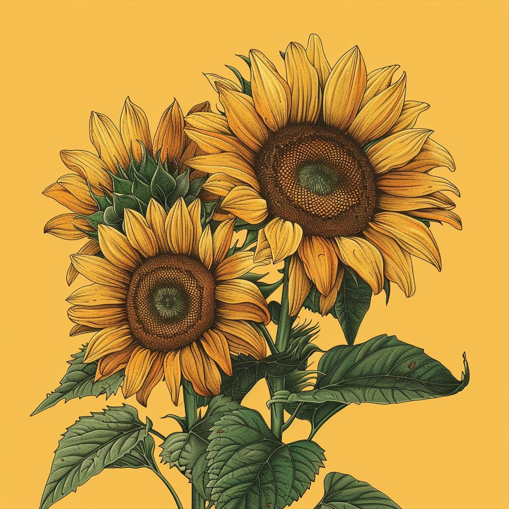 sunflowers  illustration  yellow  canvas  floral  nature  botanical  art  colorful  design 971772