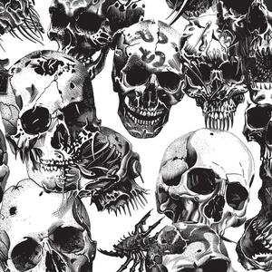 skulls  black  white  drawing  intricate  horror  punk  rock  detailed  graphic 1078946