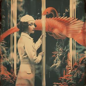 woman  white  coat  bird  holding  chromolithography  figurative  gentle  nature  artistic 1056778