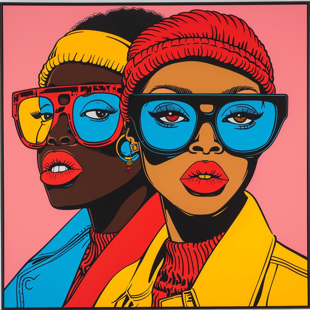 painting  women  sunglasses  hats  pink  background  colorful  art  stylized  fashion 1022747