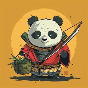 Panda  Warrior  bamboo  design  Kawaii  colors  flat  style  playful  character 1057893