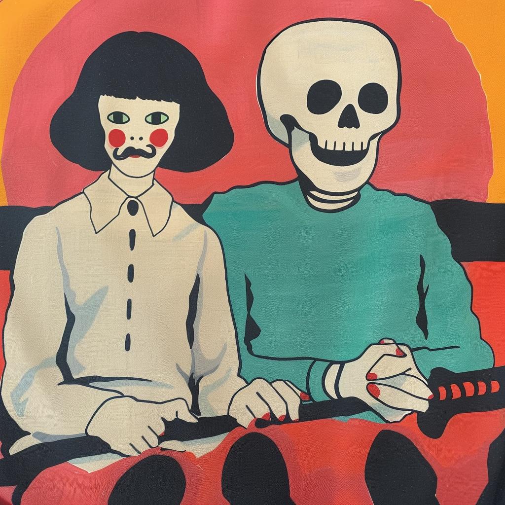 surreal  painting  people  skeleton  couch  creative  graphic  artwork  design  unique 978144