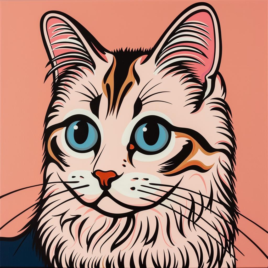 cat  american  bobtail  blue  eyes  feline  painting  cute  pet  animal 972100