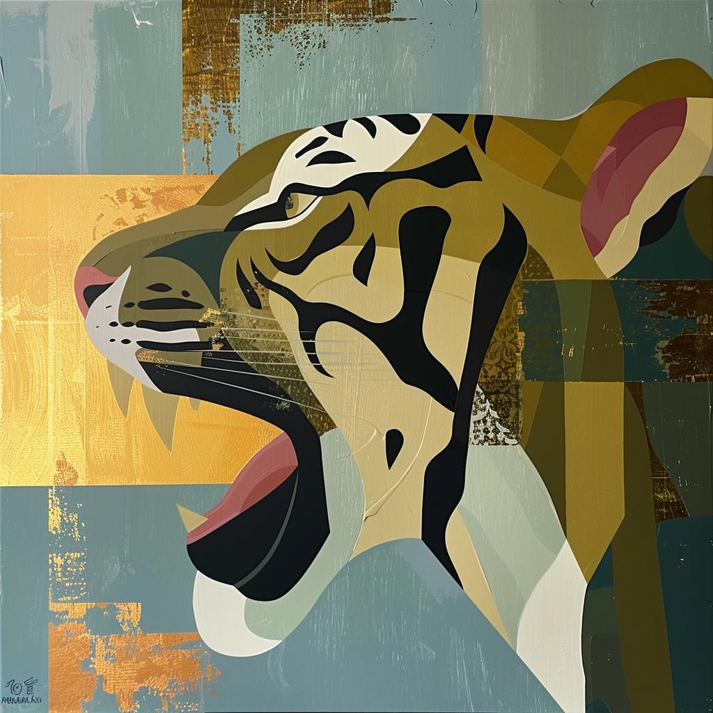 tiger  snarling  mouthopen  painting  wildlife  artwork  fierce  dynamic  expressive  colorful 938477