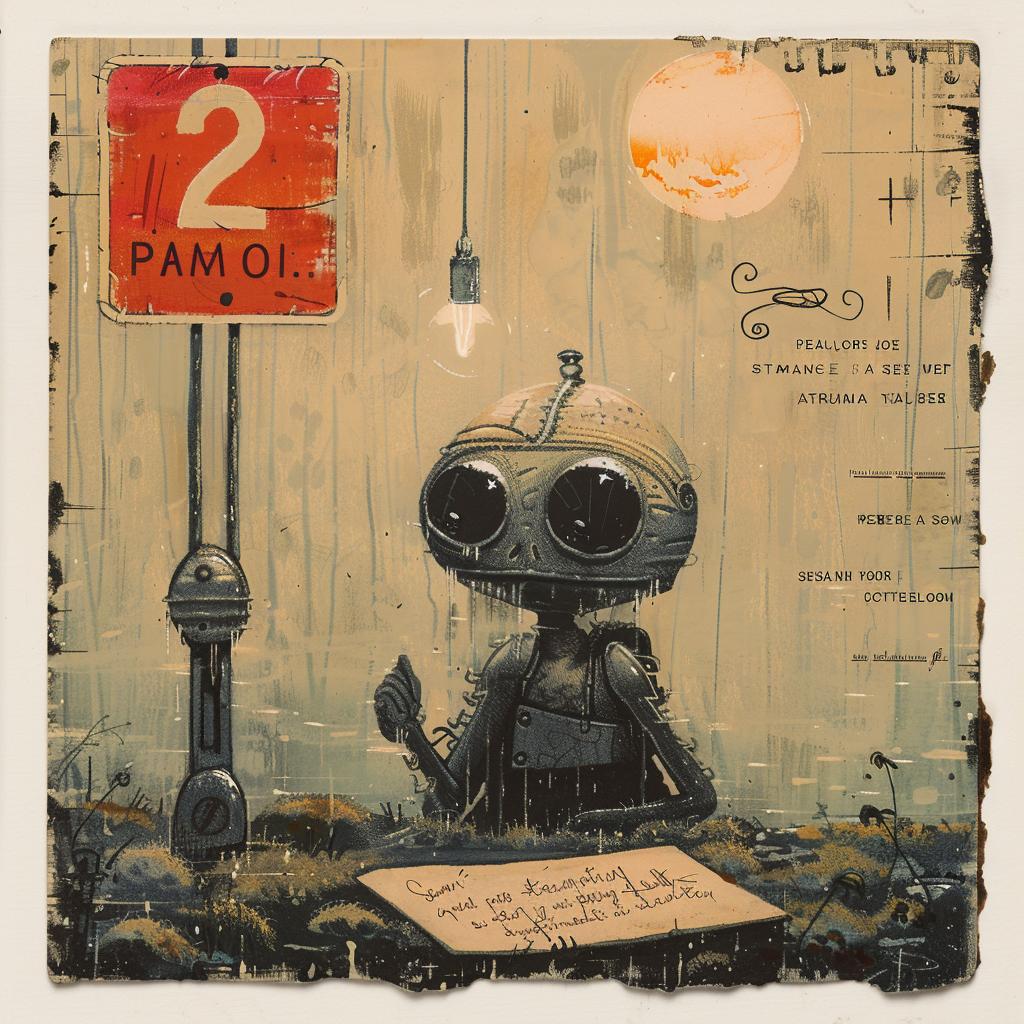 robot  bench  painting  contemporary  character  sit  digital  illustration  whimsical  playful 975579