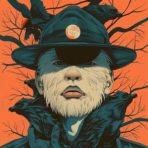 poster  man  hat  birds  Risograph  Symbolist  hyper-realistic  album  cover  male 1077454