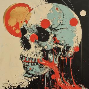 skull  red  black  surreal  symbolist  hyper-realistic  screenprinting  album  cover  art 1078354