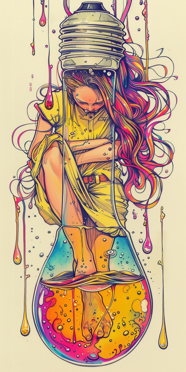 lightbulb  liquid  drowning  woman  bubbles  drawing  surreal  dark  emotional  conceptual 940628