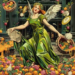 angel  oranges  painting  colorful  serene  spiritual  whimsical  nature  divine  botanical 1048699