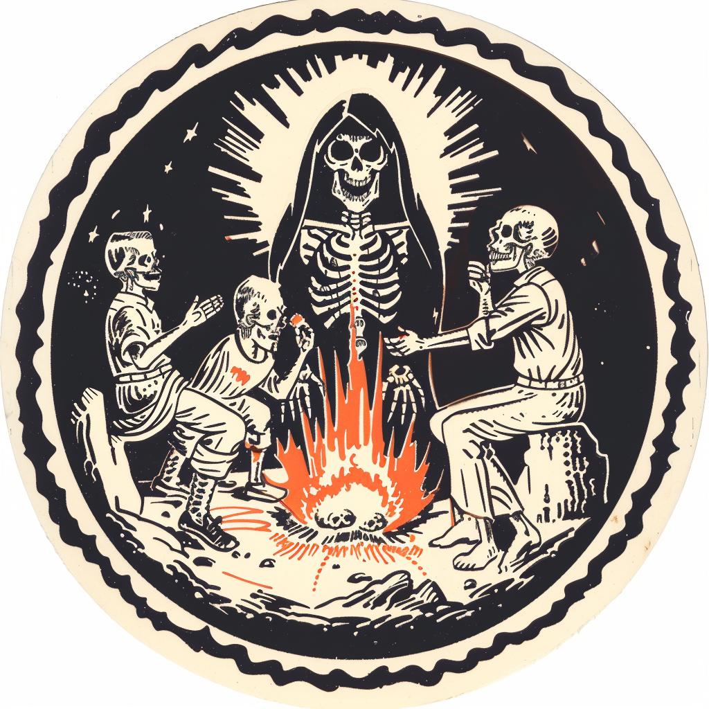 provocative  art  RobertCrumb  introspective  spiritual  dark  campfire  skeleton  illustration  symbolism 935351