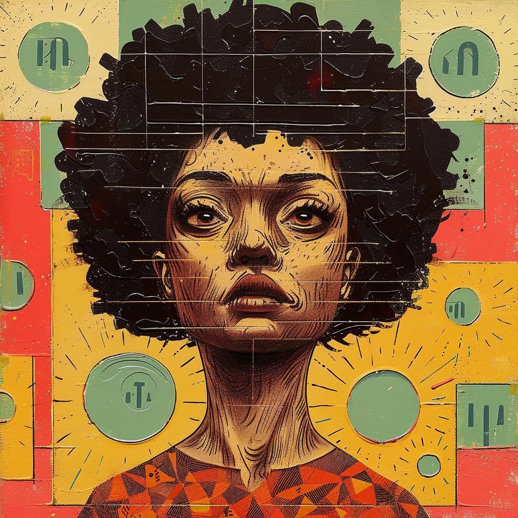 woman  afro  encaustic  paint  palette-knife  impasto  portrait  vibrant  Joan  Cornella 950422