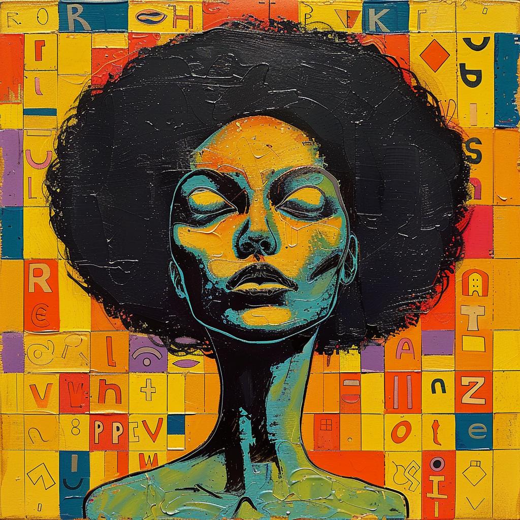 woman  afro  encaustic  paint  palette-knife  impasto  portrait  vibrant  Joan  Cornella 950415