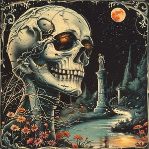 skull  graveyard  flowers  moon  chromolithography  gothic  macabre  dark  emotion  spooky 1047948