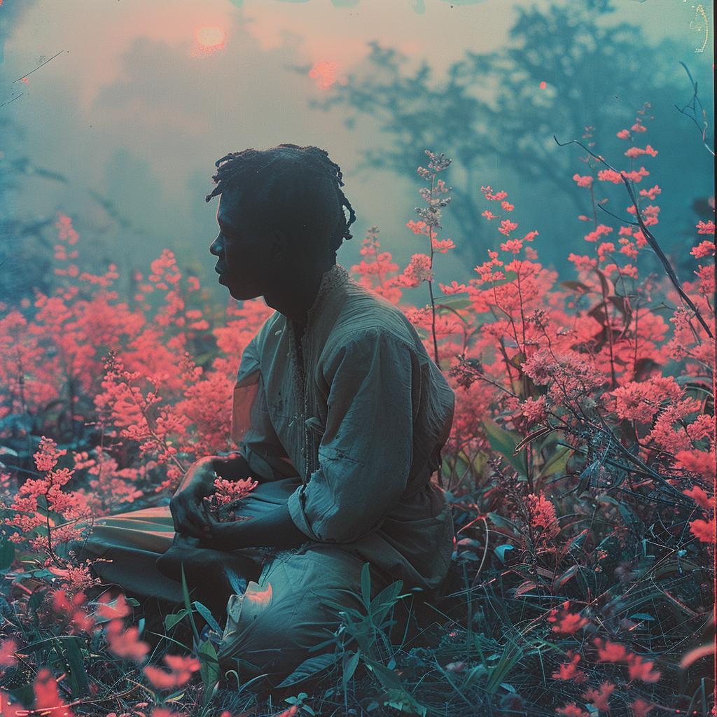 pink  blue  turquoise  astronaut  surreal  photo  lighting  natural  flowers  volumetric 1030891