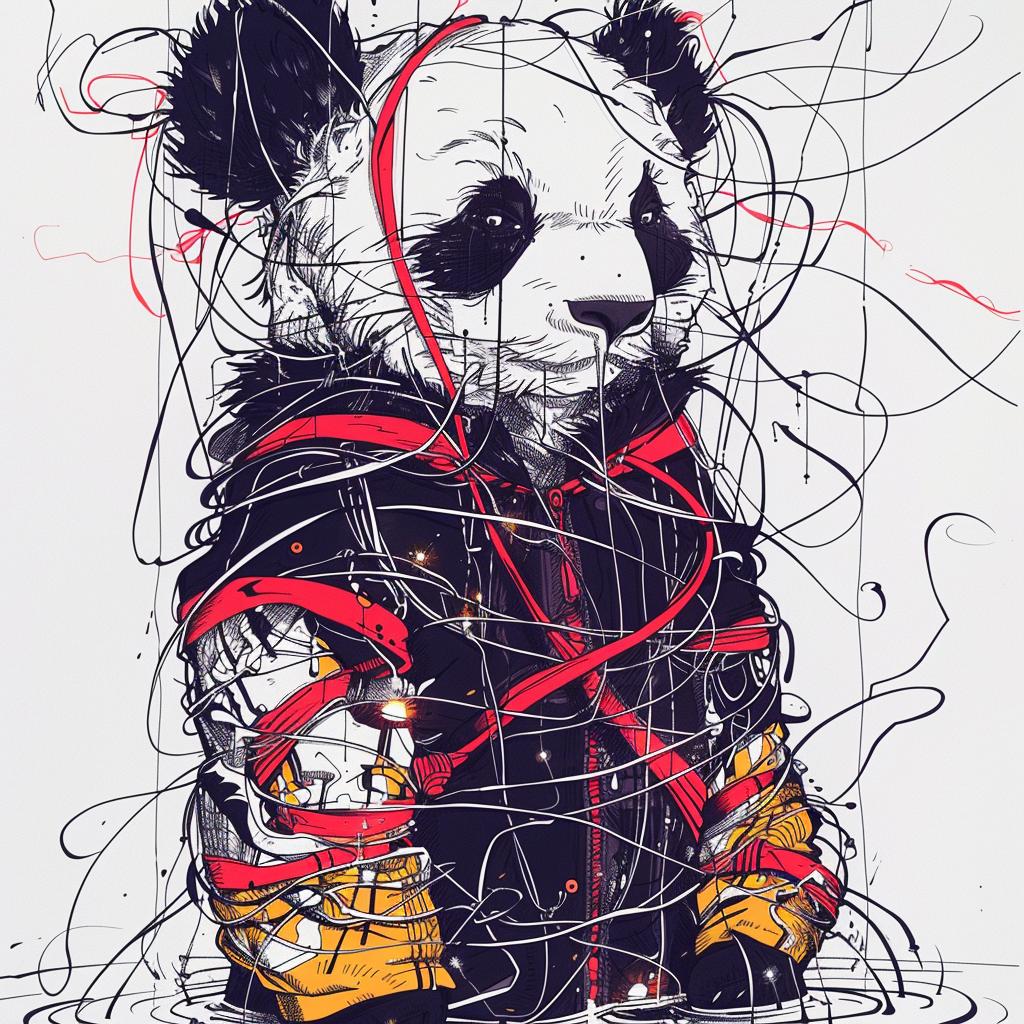 creative  surreal  pandas  bear  red  jacket  drawing  visual  art  symbolist 939490