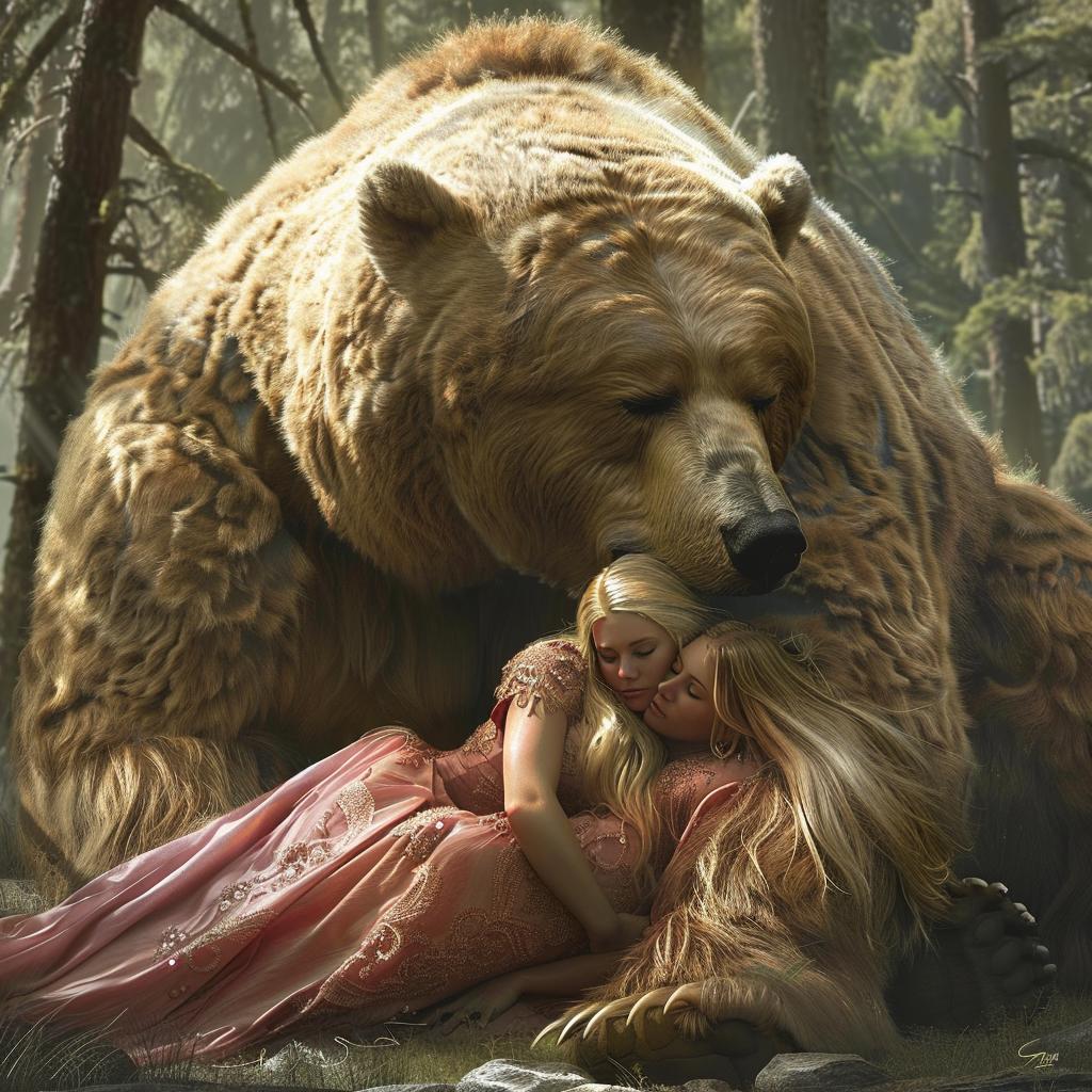 bear  princess  sacred  forest  friendship  fantasy  realistic  majestic  protective  photorealistic 941259