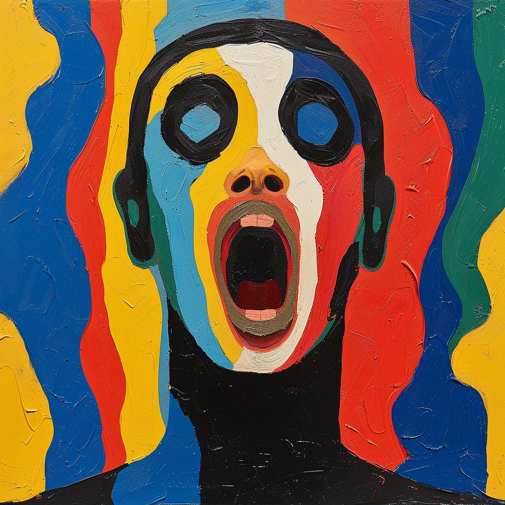 abstract  expressionism  scream  painting  man  mouth  open  artwork  style  colorful 977163