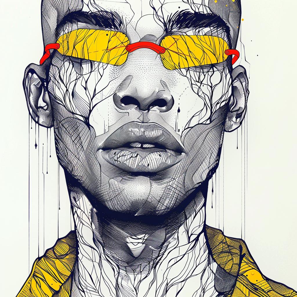 Pop  Art  African-American  man  bald  sunglasses  drawing  white  background  portrait 937914
