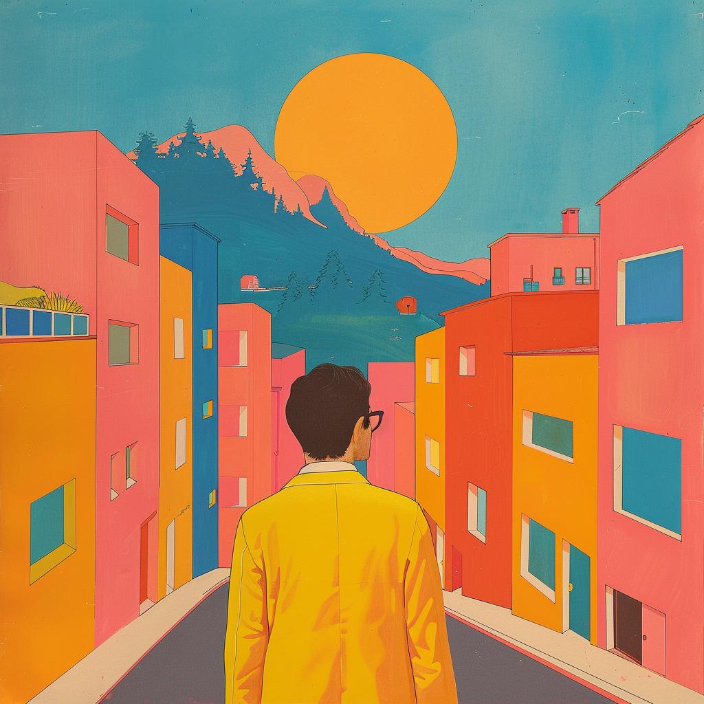 surreal  album  cover  man  street  walking  colorful  artistic  modern  urban 1019237