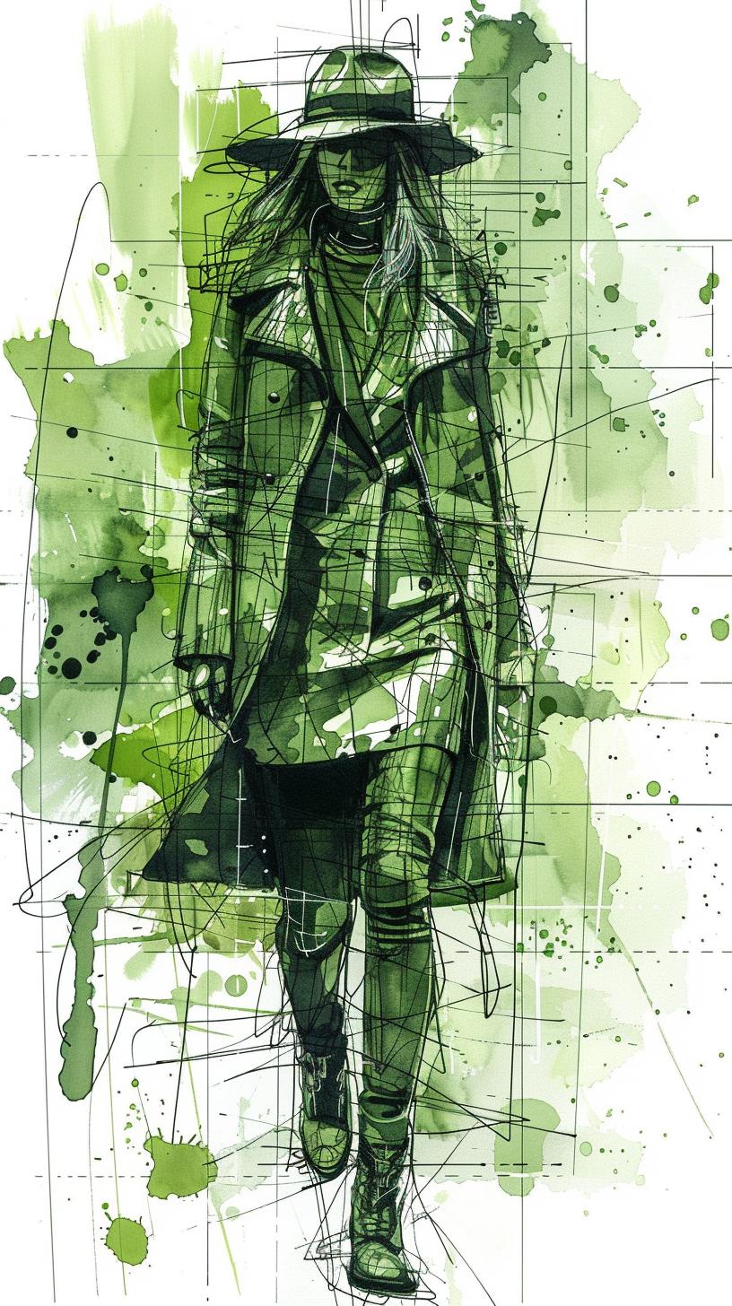 Swedish  woman  trench  coat  pen  ink  fashion  drawing  artistic  style 953603