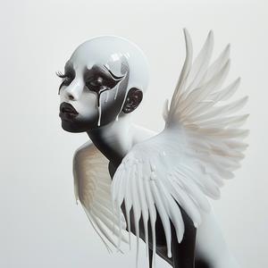 statue  white  black wings  black face  figurative  monochrome  contemporary  abstract  symbolic  artistic 1073047