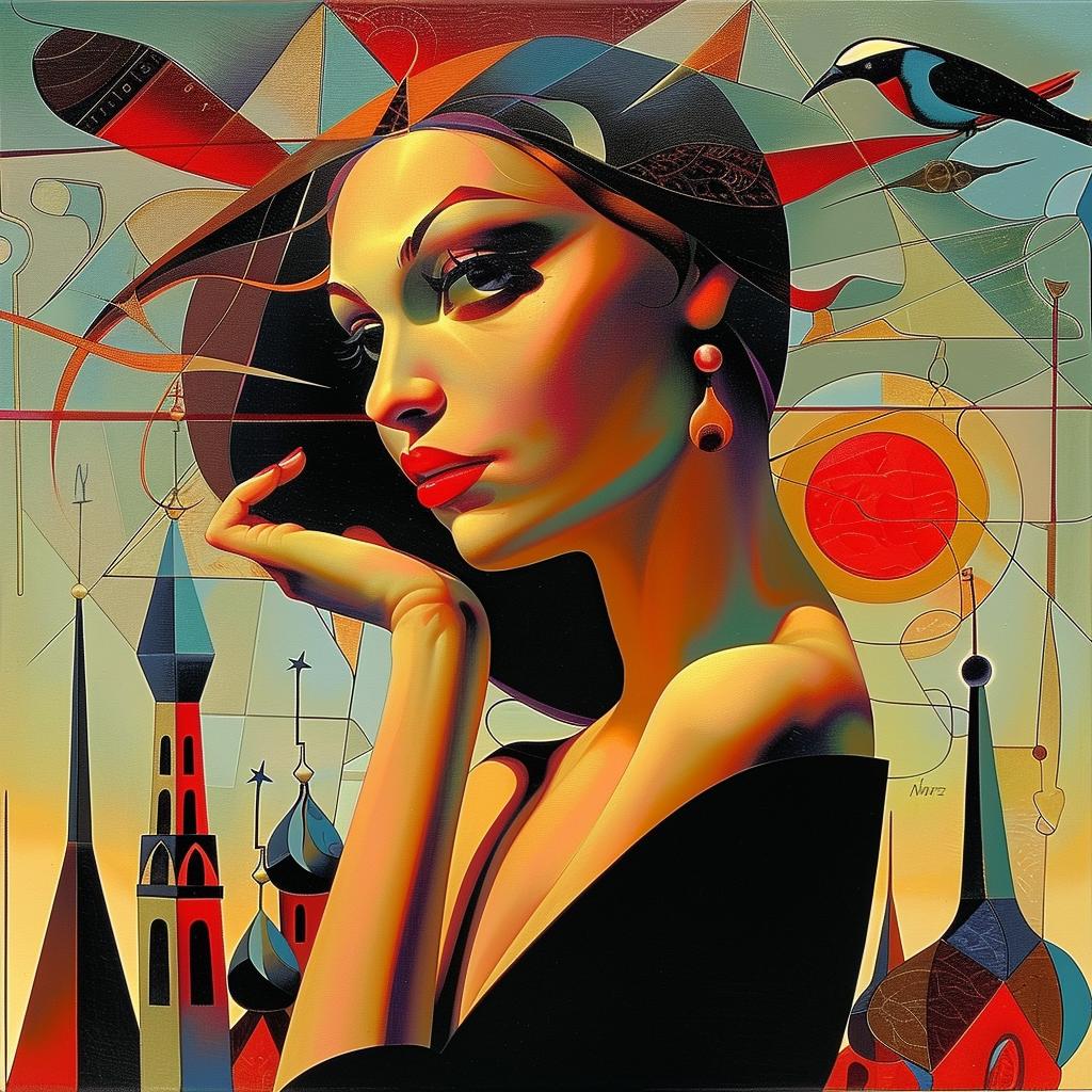 woman  bird  shoulder  painting  art  Georgy  Kurasov  nature  portrait  surreal 966190