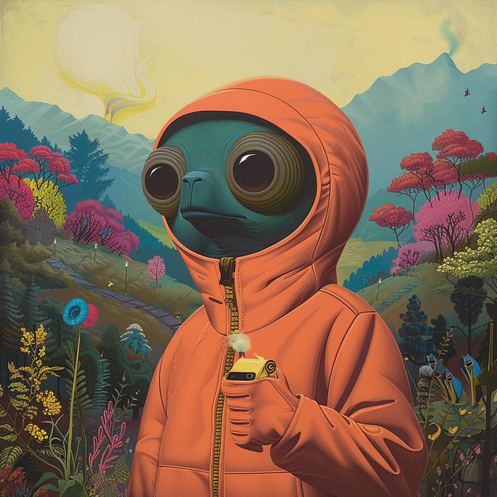 surreal  album  cover  alien  orange  jacket  painting  Joan  Cornella  creative 1018842