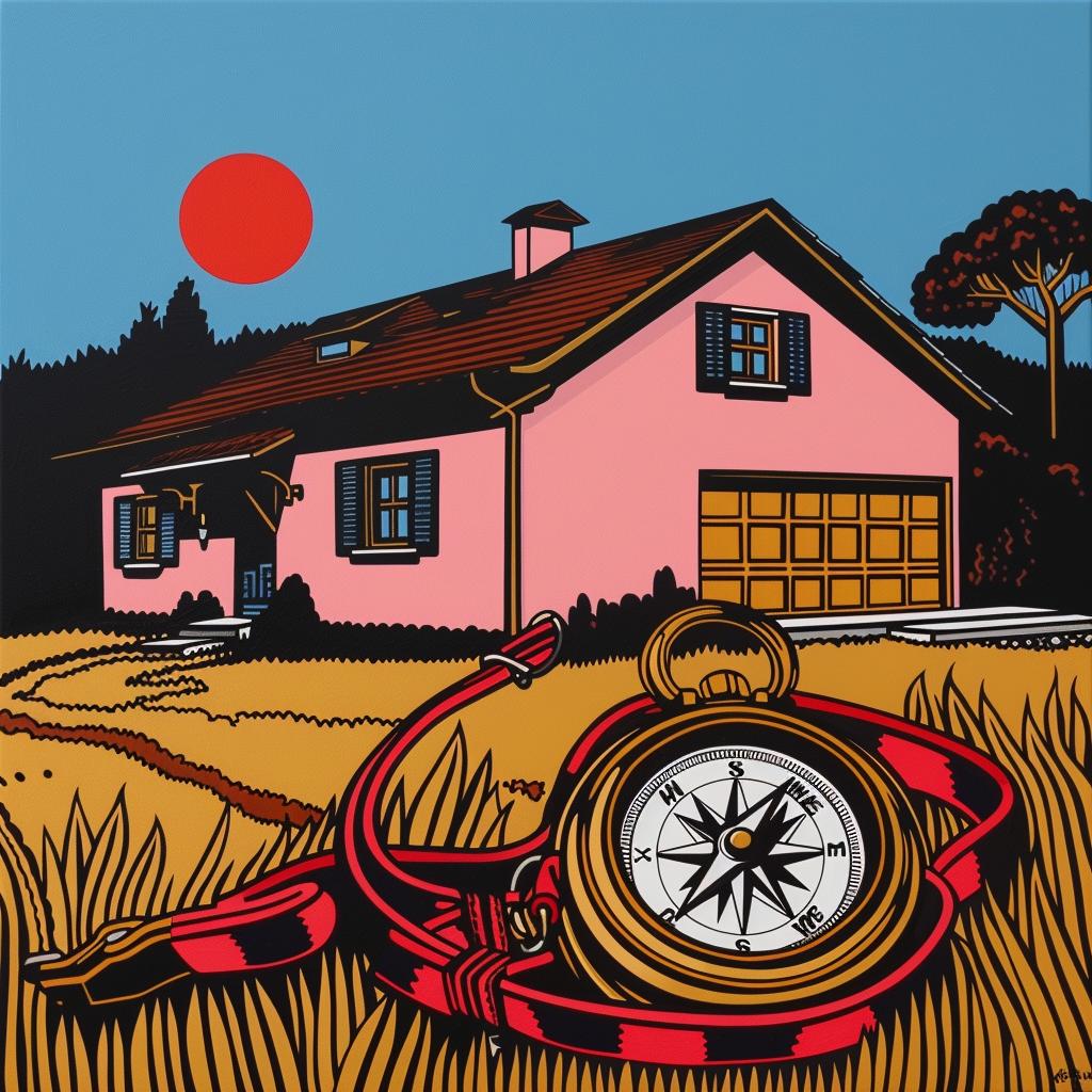 poster  house  compass  guide  graphic  design  art  colorful  home  stylized 1022008