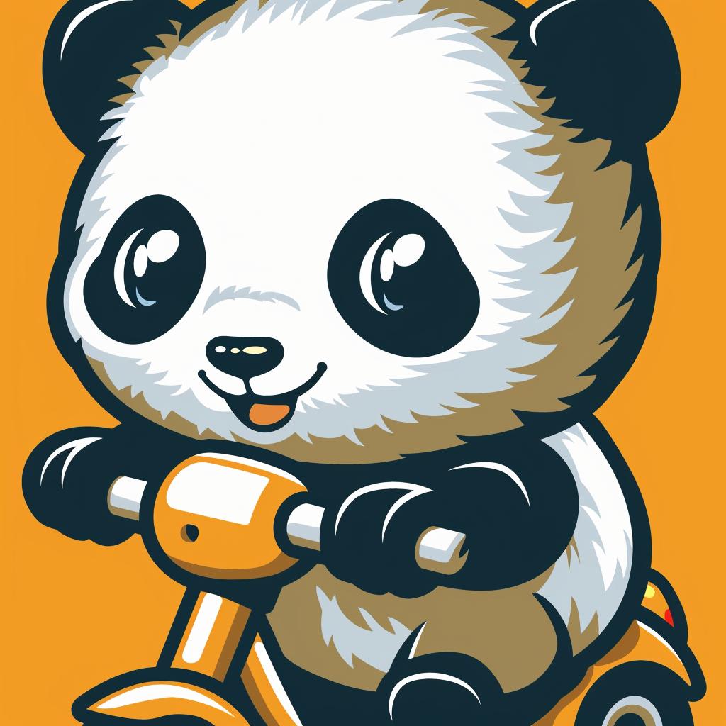 panda  scooter  cartoon  happy  minimal  blue  yellow  cute  playful  fun 955480