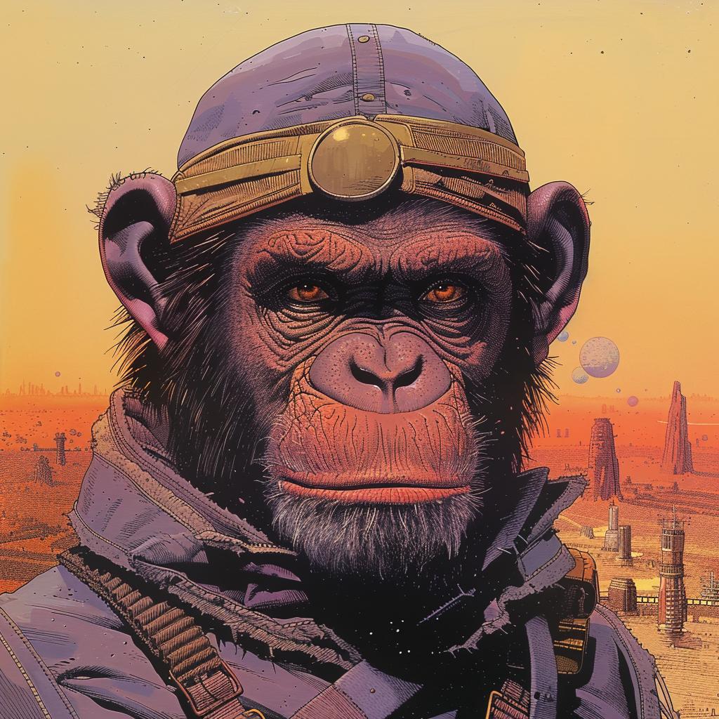 monkey  military  uniform  helmet  satirical  art  fantasy  character  illustration  whimsical 1021229