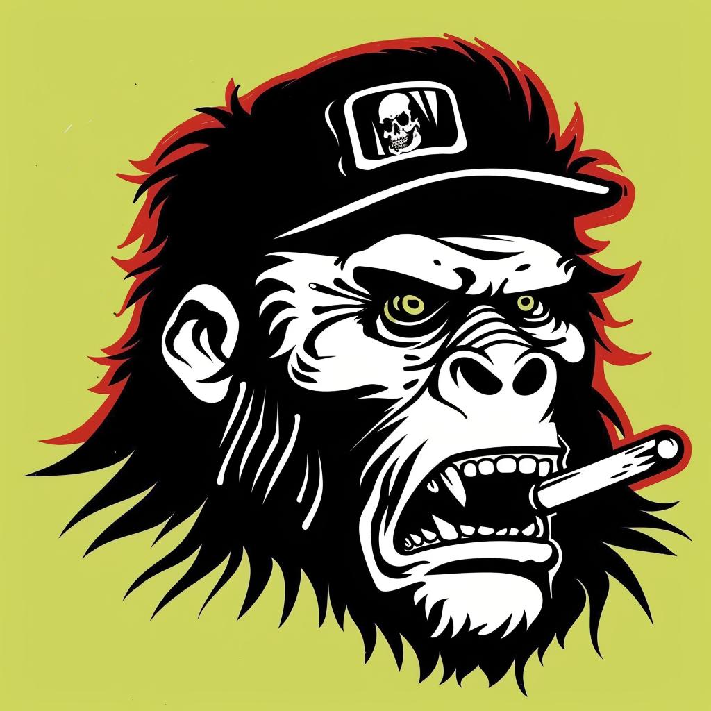 gorilla  baseball  cap  cigarette  cartoon  animal  cool  funny  illustration  quirky 939938